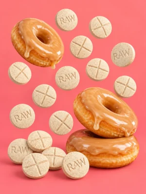 7HYDROXYRAW RAW MIT MAPLE DONUT (DYE-FREE) | BATCH TESTED: 70.7MG TOTAL ALKS (66.6MG 7-OH) | BOTTLE LABEL: 60MG 25 TABLETS